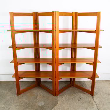 Mid Century Danish Modern Room Divider Wall Unit Solid Teak Wood Free Standing