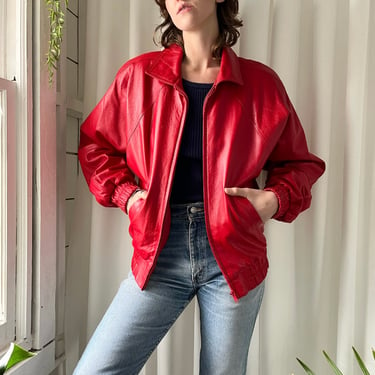 90s Red Nappa Leather Jacket