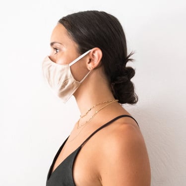 BETWEEN TEN Folded Face Mask - Ivory / Chartreuse / Satin / Green Floral