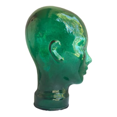 Emerald Green Glass Mannequin Head | Hat Stand | Halloween Oddity Display Décor 