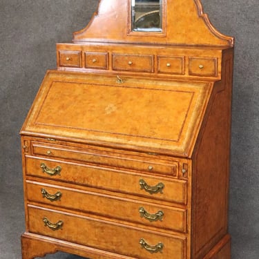 Gorgeous Georgian Style Lineage Leather Wrapped & Embossed Secretary Desk