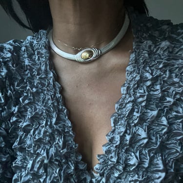 vintage minimalist  double tone necklace 