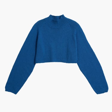 Merino cropped sweater, ocean blue