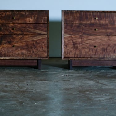 Solid wood night stands - mid Century modern night stands - handmade solid wood side tables - solid walnut night stand 