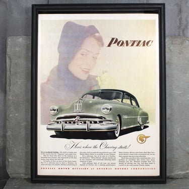 1949 Vintage Pontiac Advertisement | UNFRAMED Vintage Advertising Page | 1949 Vintage Car Ad | Pillsbury Hot Roll Mix 1949 Ad 