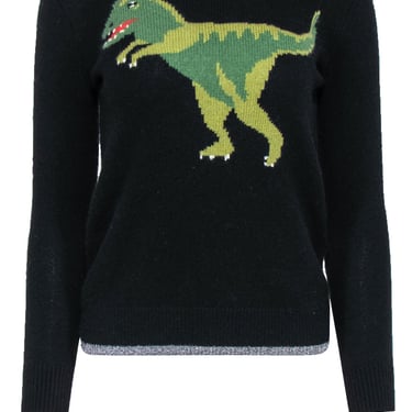 Coach - Black & Green Rexy Graphic Sweater w/ Sparkly Hem Sz XS