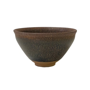 Chinese Jianye Clay Metallic Bronze Black Glaze Decor Bowl Display Art ws3159E 