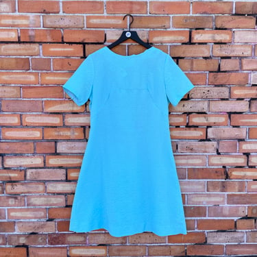 vintage 60s baby blue pleated dress / l large 