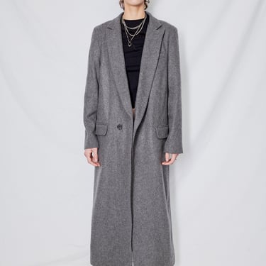 Grey Wool Long Collar Coat