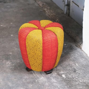 Art Deco stool by Jindrich Halabala in red-yellow 