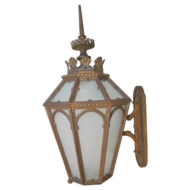 Rare large 1920's bronze outdoor sconce