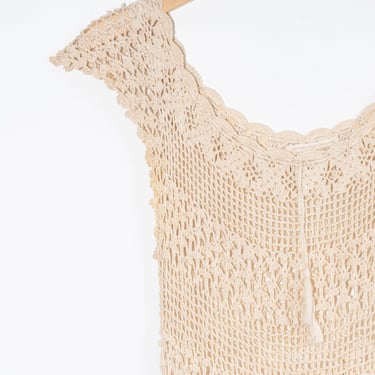 Vintage Crochet Cap Sleeve Dress in Natural