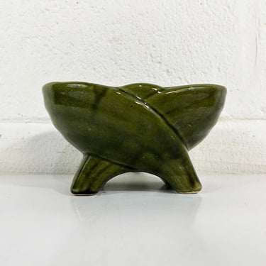 Vintage Forest Green Art Deco Planter McCoy Footed Pottery Mid Century USA Ceramic Mid-Century Geometric 1950s 