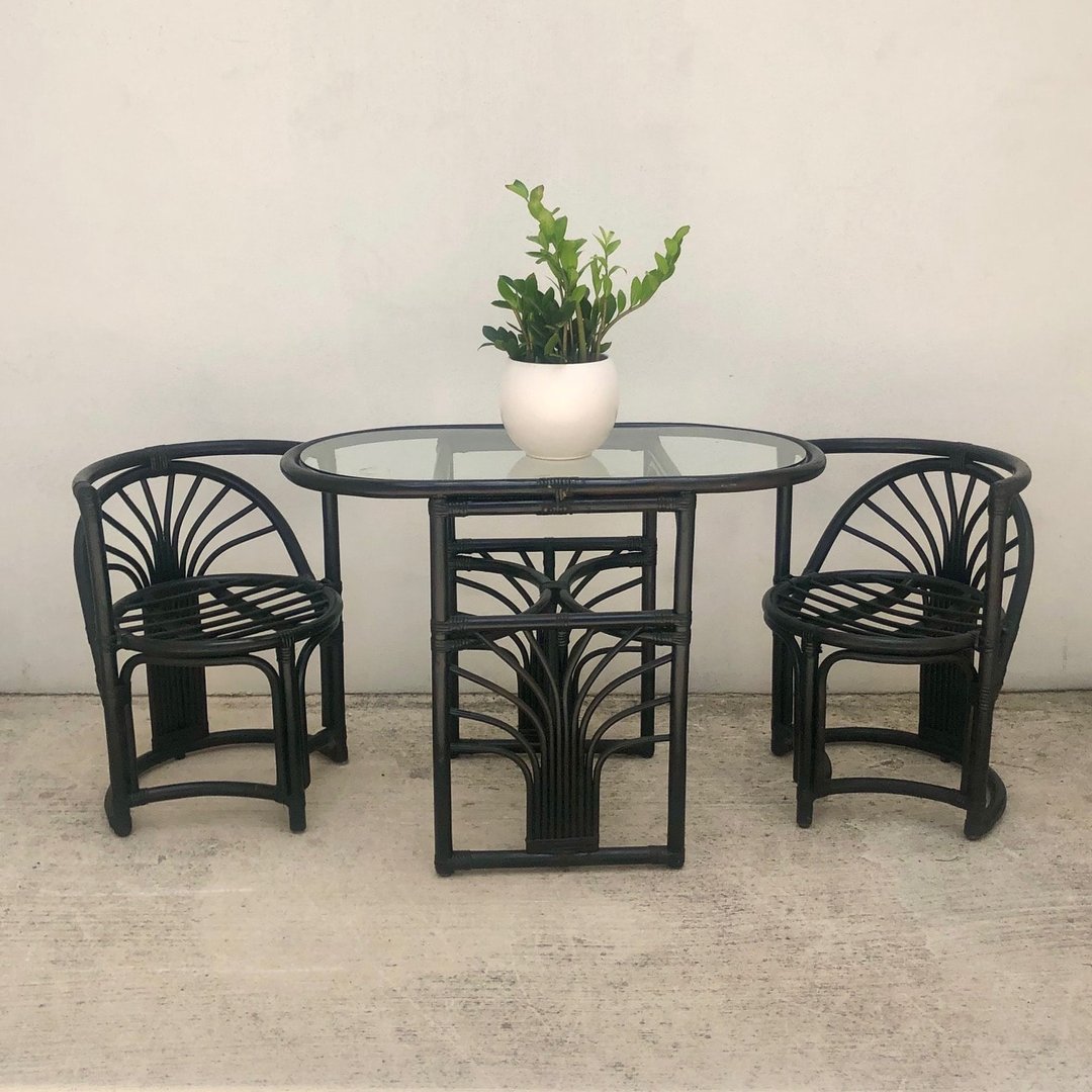 Black Rattan Bistro Set Revival Vintage North Loop Austin, TX