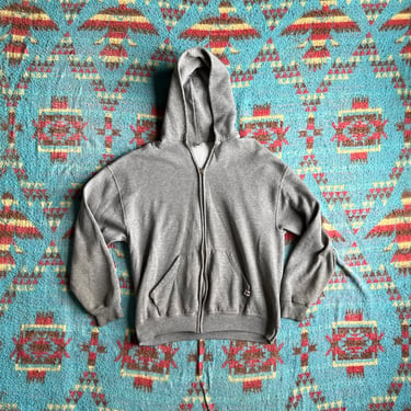 Vintage 90s Russell Gray Athletic Zip Up Hooded Sweatshirt 
