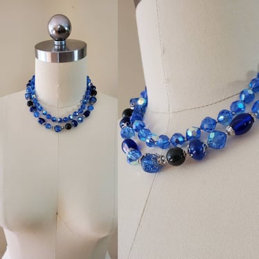 1960's Glass Beaded Choker Necklace 60's Jewelry 60s Women's Vintage 