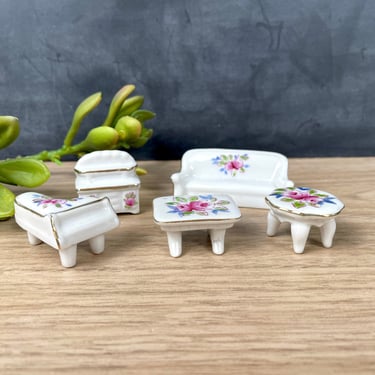 Miniature porcelain furniture - 5 pieces - vintage miniatures 