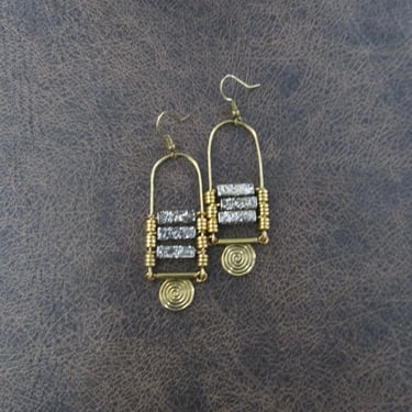 Lava rock and gold earrings 3 