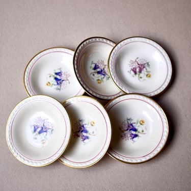 Vintage Six Small Porcelain Plates Flowers Plate Home Decor 