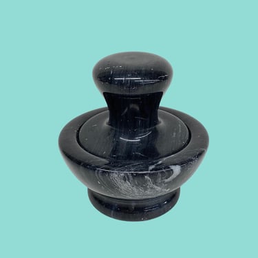 Vintage Mortar and Pestle Retro 1990s Mushroom Style + Marble + Black and Gray + Heavy Stone + Kitchen Decor and Cooking Gadget + Cookware 