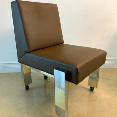 Cityscape Leather Desk Chair with Castors by Paul Evans for Directional
