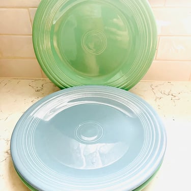 Vintage Fiesta Ware Blue and Green Dinner Plates Lead Free by Homer Laughin China Co. by LeChalet