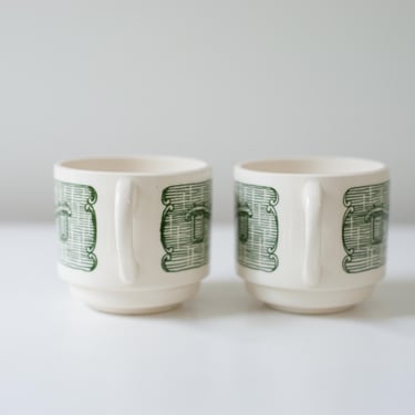 Cute Vintage Stackable Mug Pair 