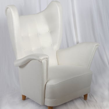 Extremely Rare Otto Schulz Wingback Armchair for Boet, Sweden 