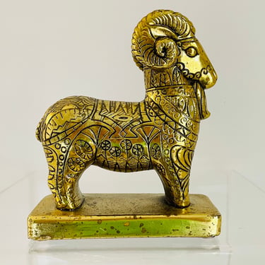 Vintage 1970s Groovy Zodiac Bitossi Art Pottery Ceramic Ram Goat Sculpture Statue Capricorn Aries 