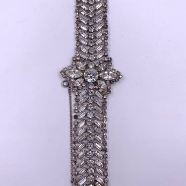 Weiss Large Rhinestone Bracelet with Flower 