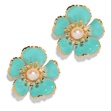 The Pink Reef Small Hand painted Floral in Tiffany Blue