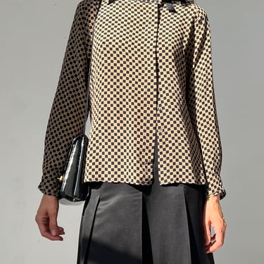 Christian Dior Checkerboard Silk Blouse (M)