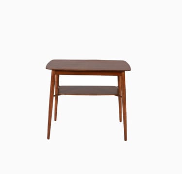 Scandinavian modern mahogany occasional table with shelf