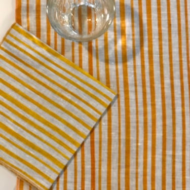 Linen Placemats, Stripes orange, yellow, blue 
