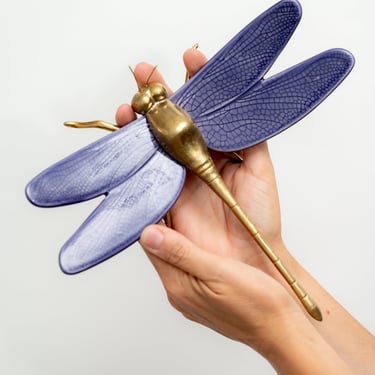 Lavender Ceramic and Brass Dragonfly