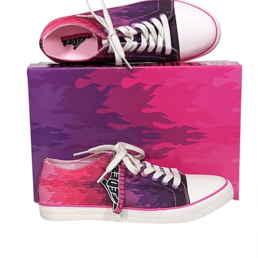 Bikkembergs -Pink & Purple Tie Dye Flame Print Sneakers Sz 9
