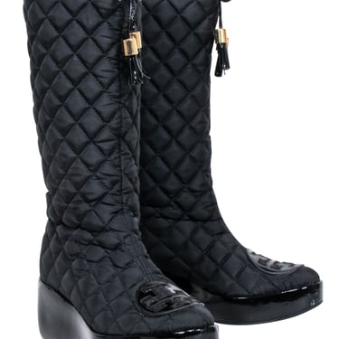 Tory Burch - Black Quilted Tall Weather Boots Sz 7.5
