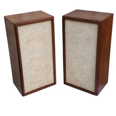 Mid Century Modern KLH Model 20 Speakers Refinished Walnut Cabinets Tested Pair 