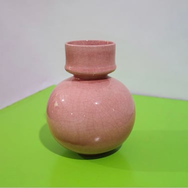Vintage Italian Pink Ceramic Vase from Ernestine Pottery 