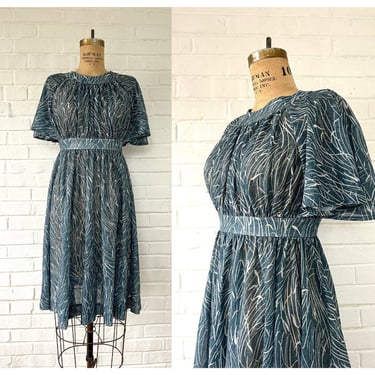 1960's Size 4/6 Dusty Blue Evening Dress 