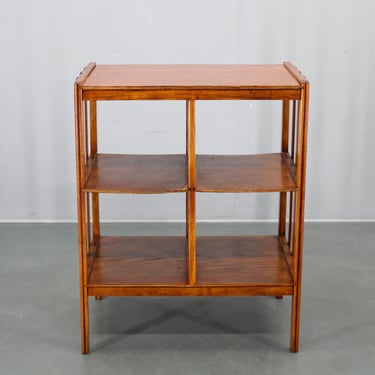 Restored 1930s German Oak Shelf Storage Cabinet, Vintage Art Deco Bookcase, Three-Tier Open Bookshelf 