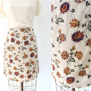 1990's Size 12 Harvest Floral Wrap Skirt 