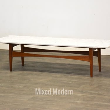 Marble and Walnut Coffee Table 