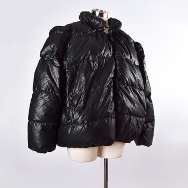 1970's LARGE Black DOWN FEATHER Puffer Jacket Coat 56