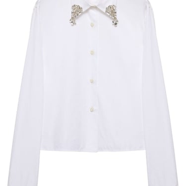 Prada Women Embroidered Poplin Boxy Shirt