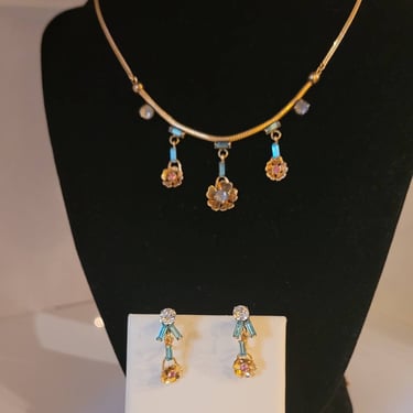 Vintage Regel regency style necklace earring set Bridgerton jewelry choker 