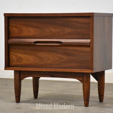 Refinished Walnut Mid Century Modern Nightstand 