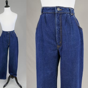 80s Hunt Club Jeans - 30" waist - Pleated Dark Blue Denim - High Rise Relaxed Fit - Vintage 1980s - 30.5" inseam 