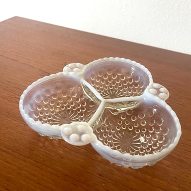 Vintage Fenton "Moon Glow" Opalescent Hobnail Divided Candy Dish 