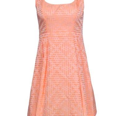 Shoshanna - Bright Peach Geometric Textured A-Line Dress Sz 2